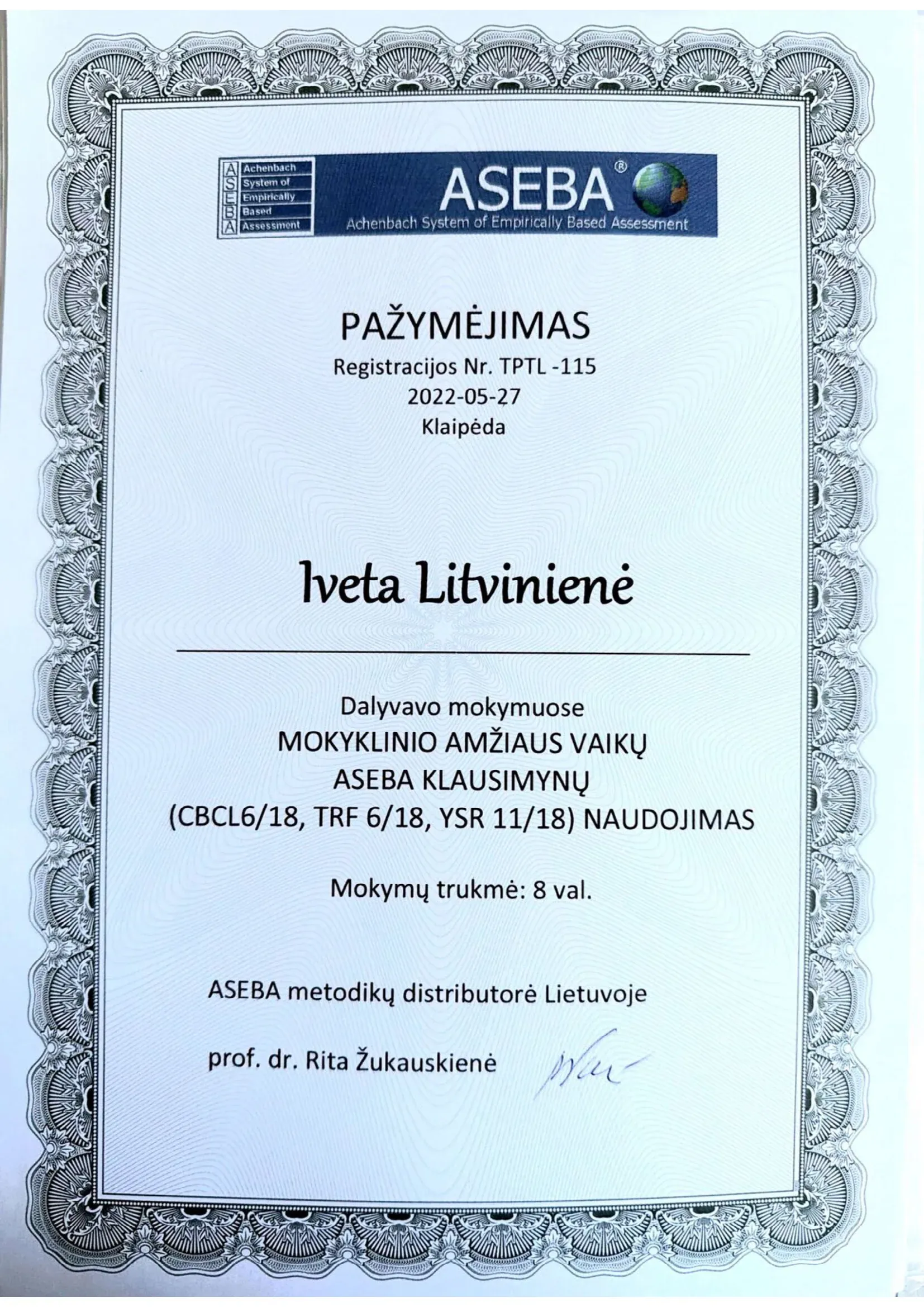 ASEBA klausimynų naudojimas