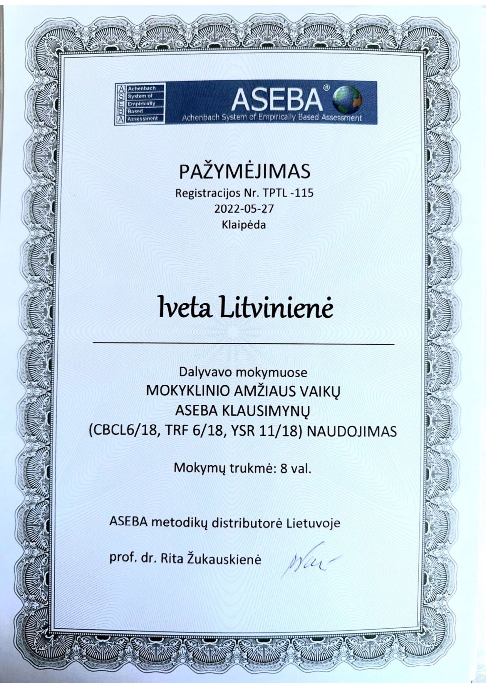 ASEBA klausimynų naudojimas